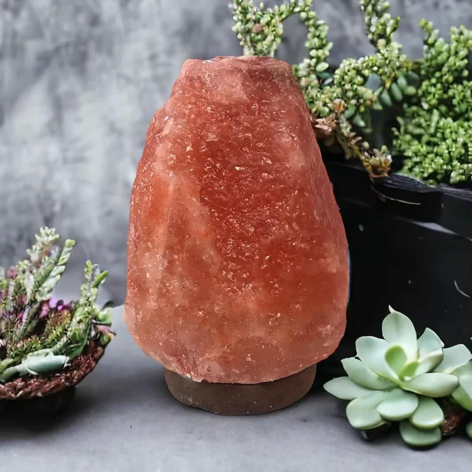 Salt lamp Night Light with Wooden Base Exquisite Salt Night Light for Office Restaurant Bar Gifts Home Décor