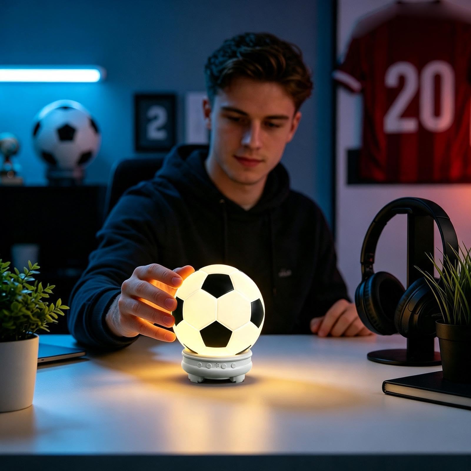 Diffusore Portatile Lampada Notturna a Forma di Pallone da Calcio per Feste | Diffusore Portatile Wireless per di calcio camera da soggiorno ufficio