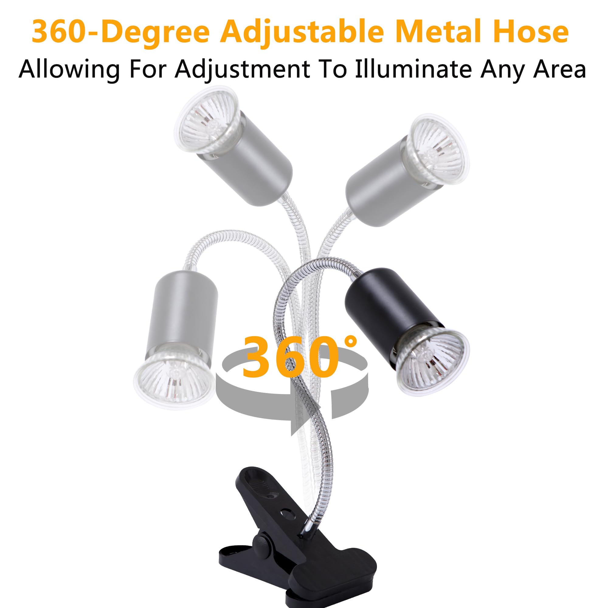 Lampada Termica Yiukou Per Tartarughe E Rettili - 2 Lampadine 50W UVA/UVB, Temperatura Regolabile - Foto 2