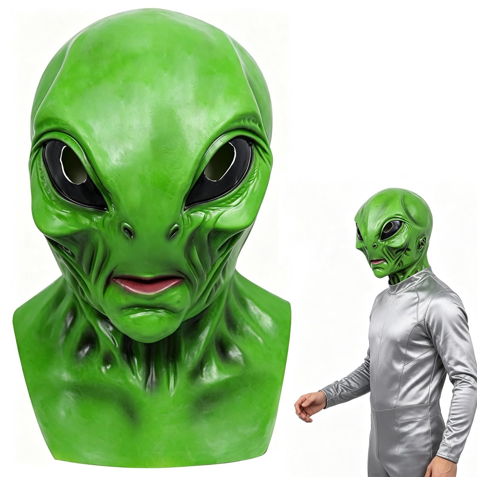 Alien Mask, Halloween Mask for Adults, Full Head Latex Scary Mask — image 1