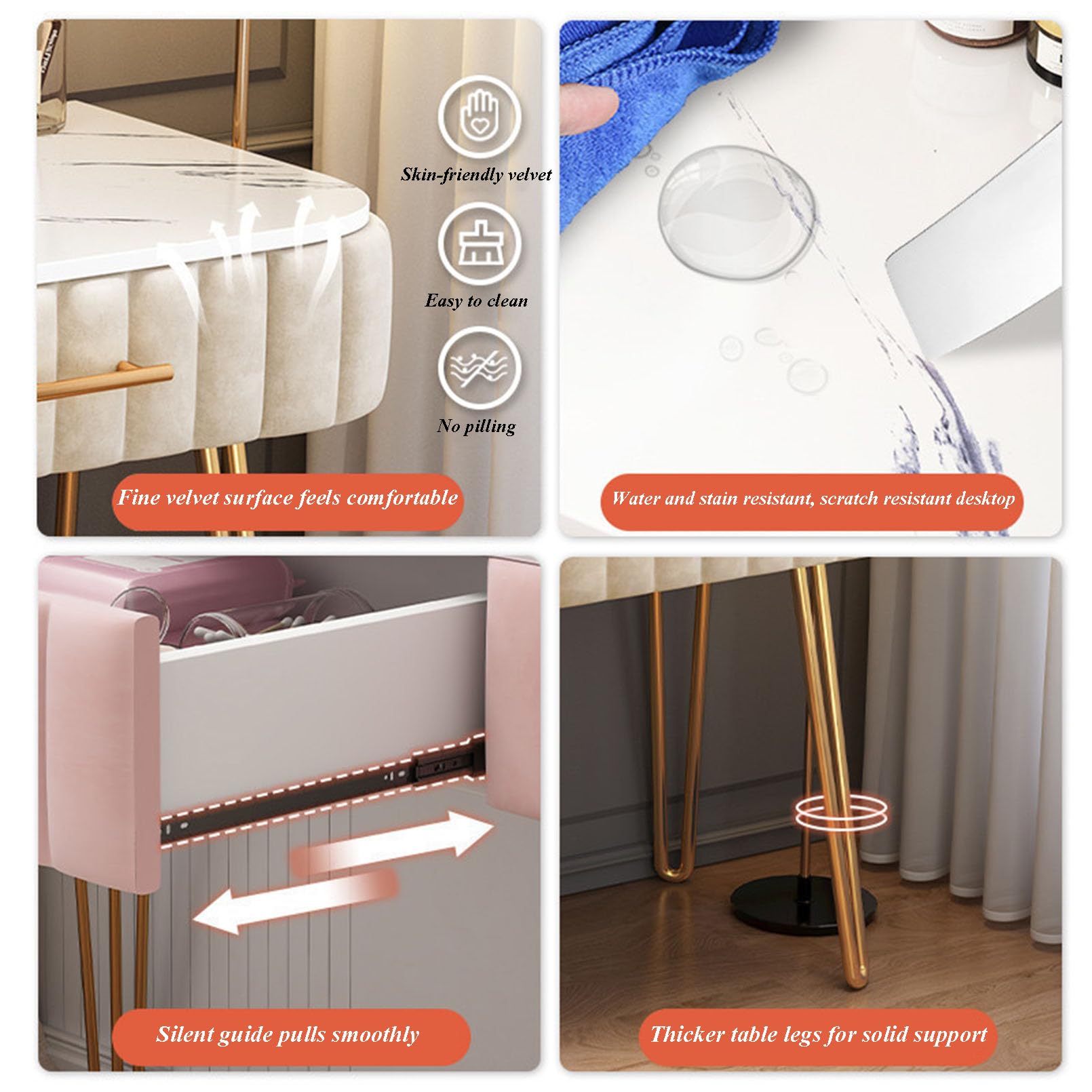 Tavolo da trucco illuminato, 3 opzioni di luce di colore, luminosità regolabile, grandi cassetti e sgabello, perfetto per gli amanti della bellezza