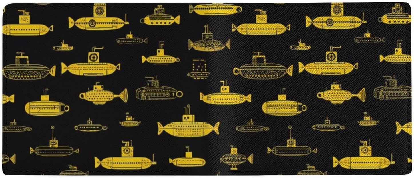 Submarine Pattern Novelty Wallets Slim Soft Front Pockets Bifold Wallet with ID Credit Card Holder