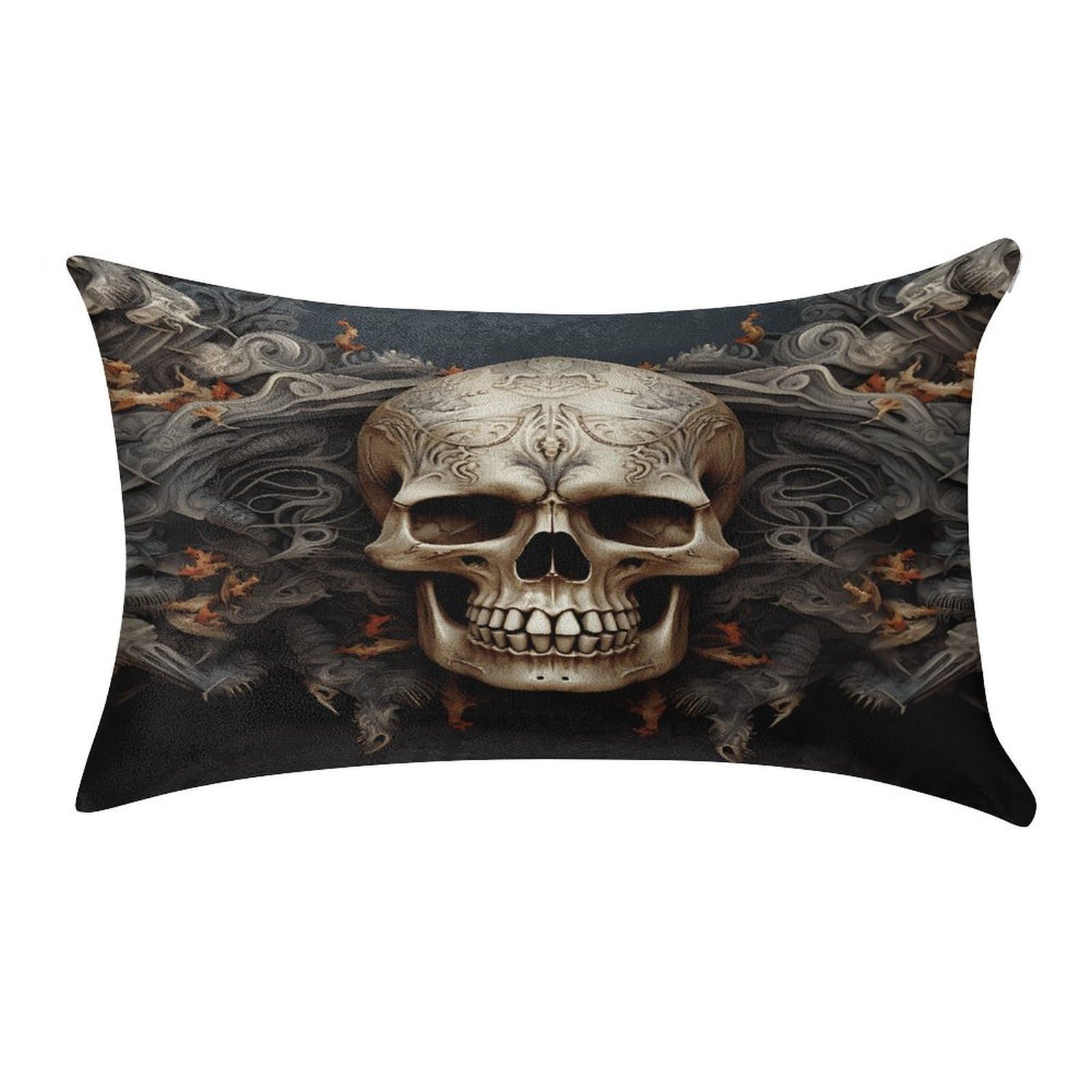 VstaDank Skulls Throw Pillow Cover 12"×20" Ultra Soft Pillowcase Cozy Lumbar Pillow Shell Gold Velvet Exquisite Decorative Cushion Sham Protector for Couch Sofa Bedroom
