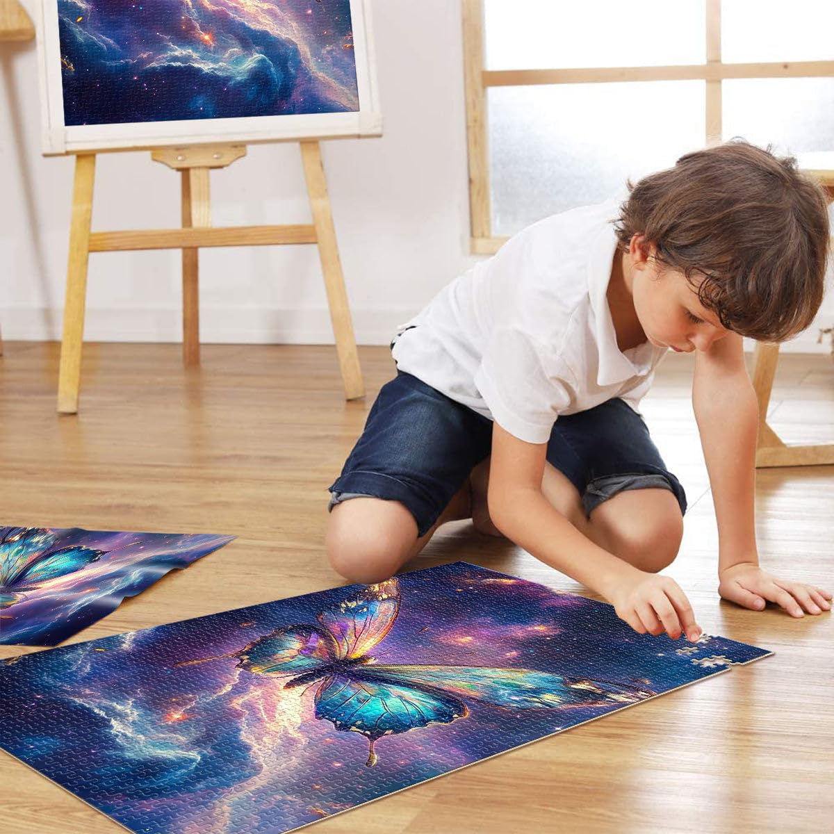 Jeu de Quiz Papillon Cosmique à Ailes de Verre Puzzle 2000 pièces pour Adultes 70x100cm Offrir en Cadeau à Toute la Famille Convient aux 14 Ans et Plus