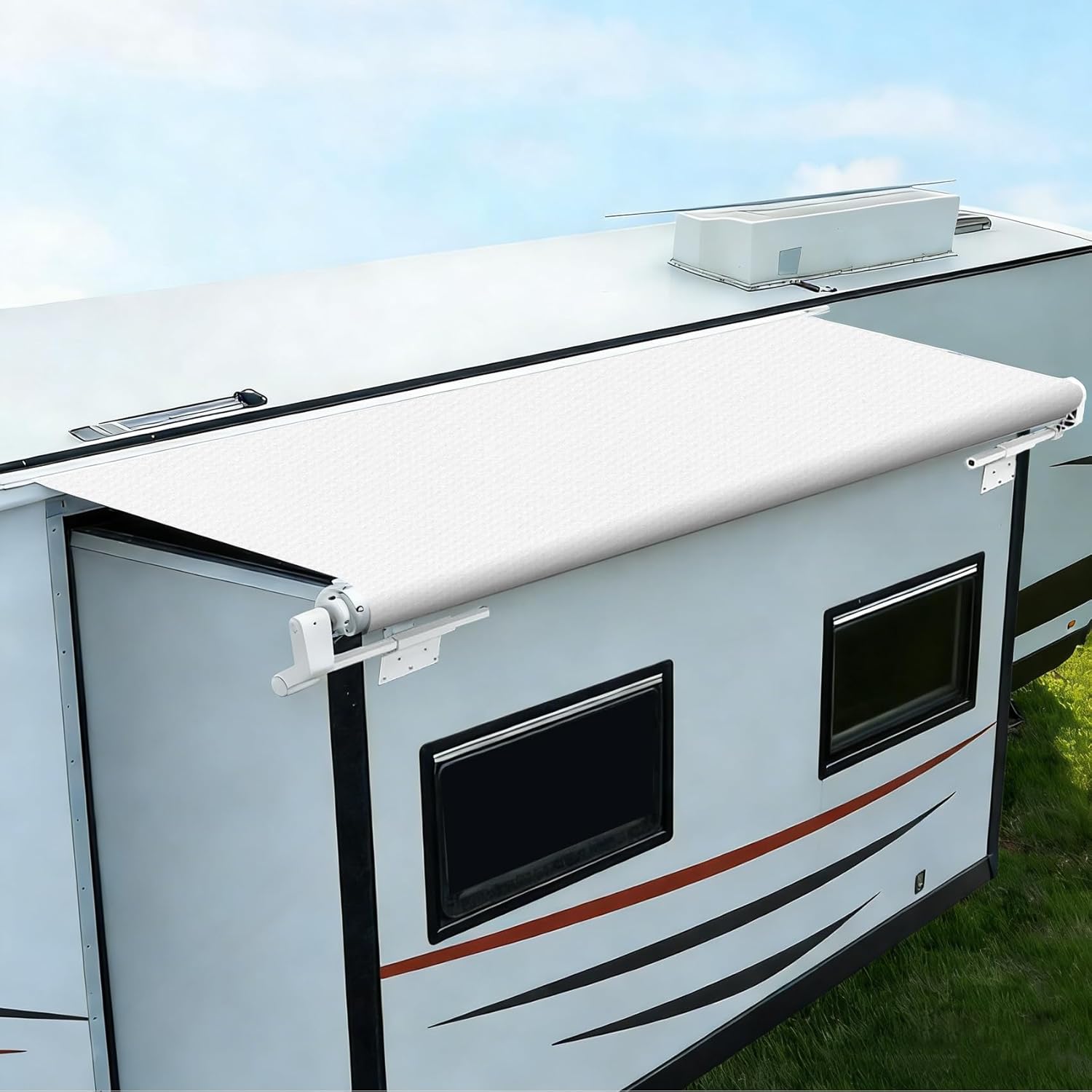 RV Slide Out Awning Fabric Replacement 110" x 51" Universal RV Slide Topper Fabric Replacement - Fabric Only