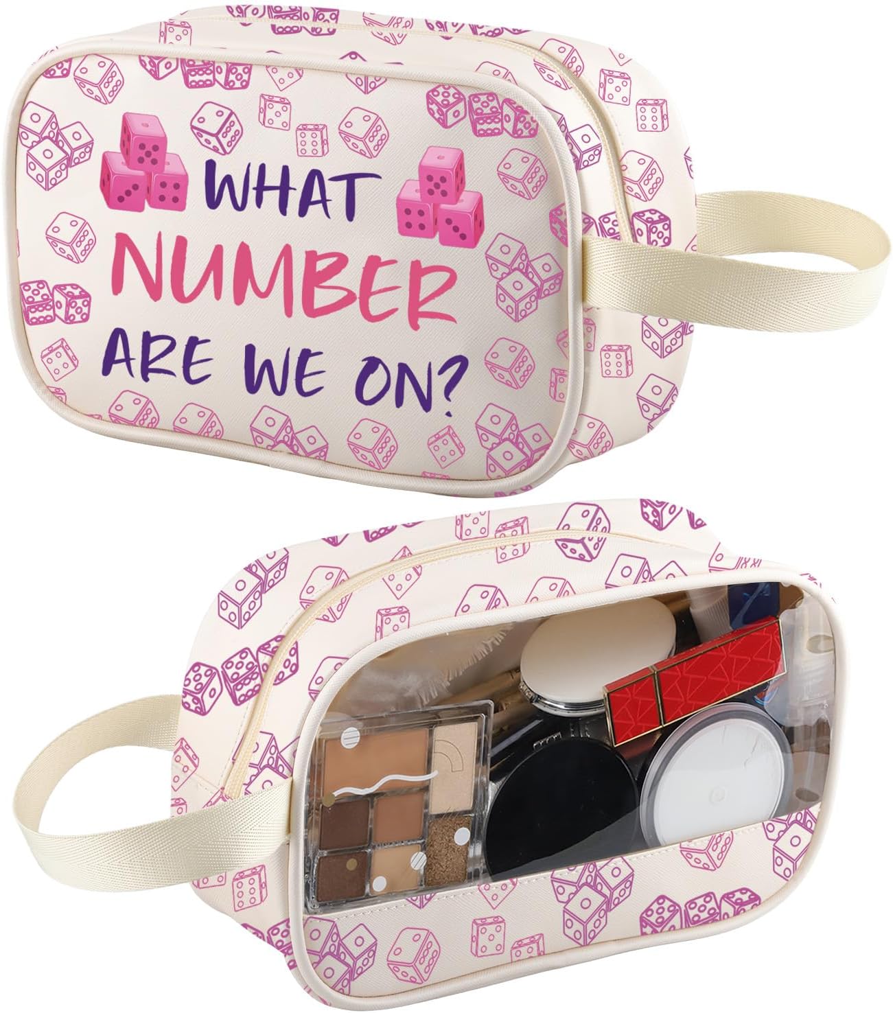 Dice Game Tote Bag Party Gift Zipper Pouch Dice Game Player Gift Tote Cosmetic Bag (WHAT NUMBER tote2)