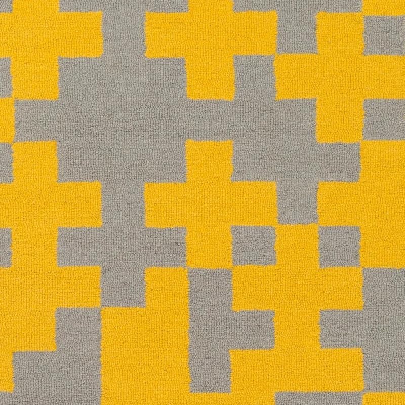 10x14 Ft Hand Tufted Wool Area Rug, Modern Geometric Yellow & Grey Pattern, Premium Handmade Carpet for Living Room, Bedroom & Home Décor
