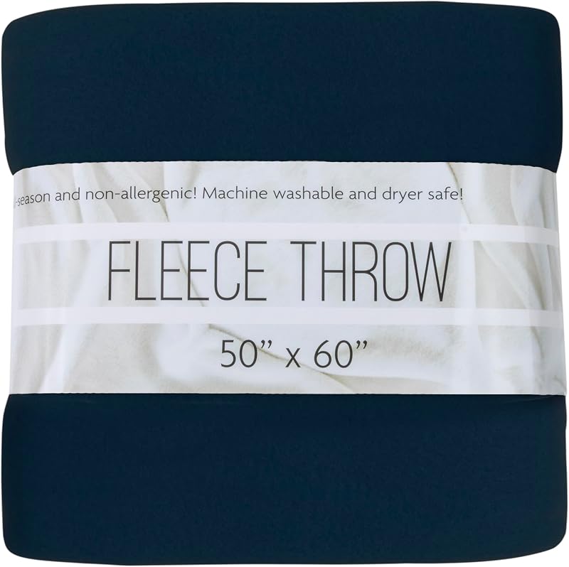 50x60 Throw Blankets, Ultra Soft Hypoallergenic Fleece Fall Throw Blanket for Livingroom, Couch, Chair, Bed, Navy Blue
