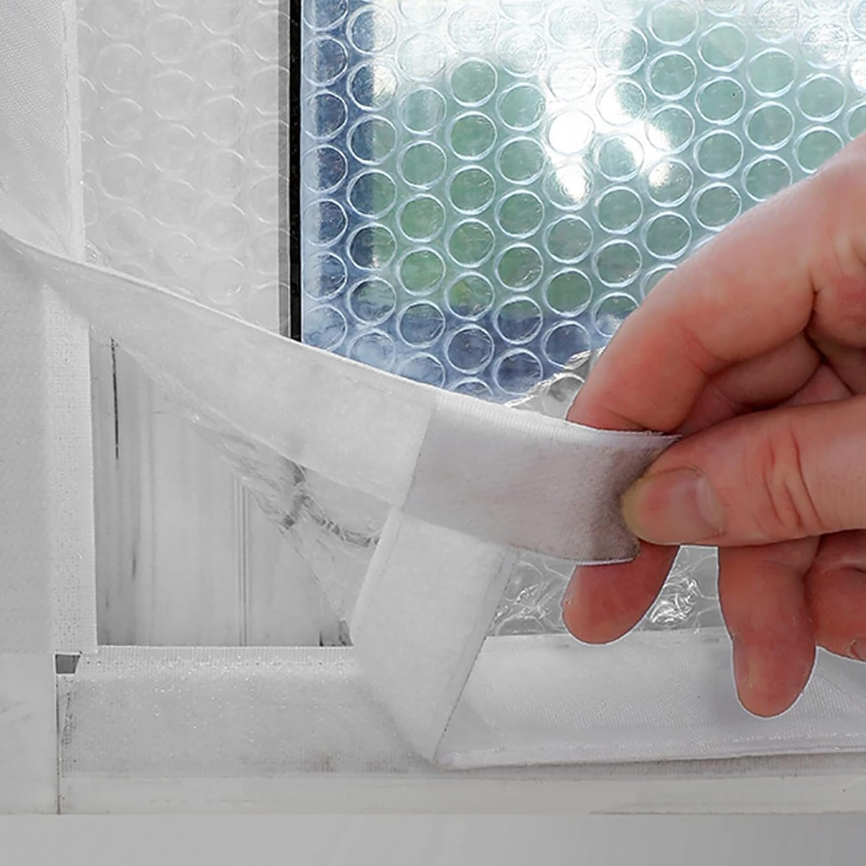 Kit de Aislamiento de Ventana 151 x 195 cm Protege del Frio y Calor Kit de Película de Aislamiento de Ventana con Cremallera para O Puerta, Blanco