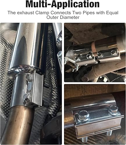 Miniatura 7 de EVIL ENERGY Abrazadera de escape de 2.0 pulgadas, acoplador de manguito de abrazadera de banda de junta de tope de acero inoxidable, 4 unidades