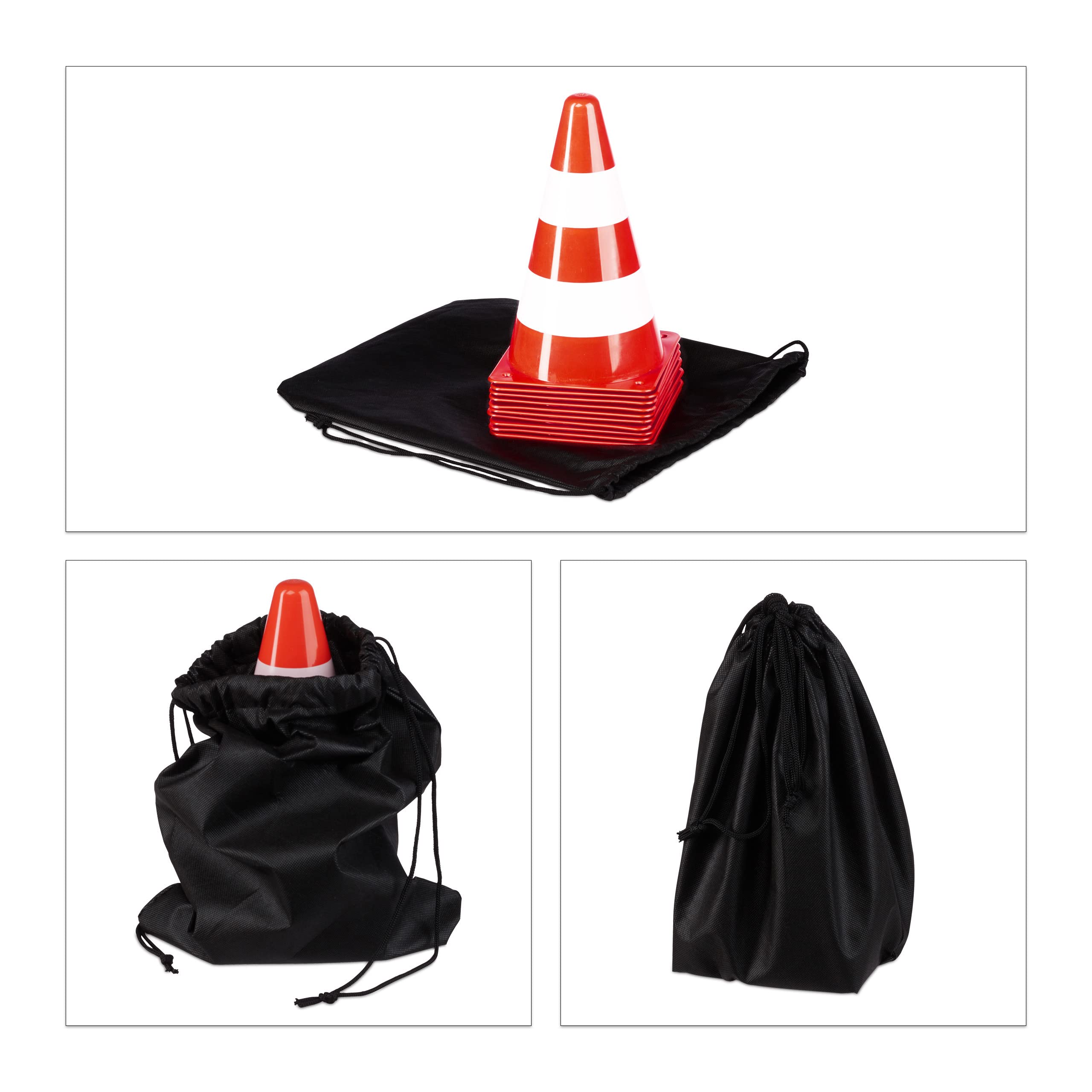 Relaxdays Cônes de travaux, lot 24, Football, Dressage Chien, plots Chantier 23 cm, Circulation, réfléchissants, Orange