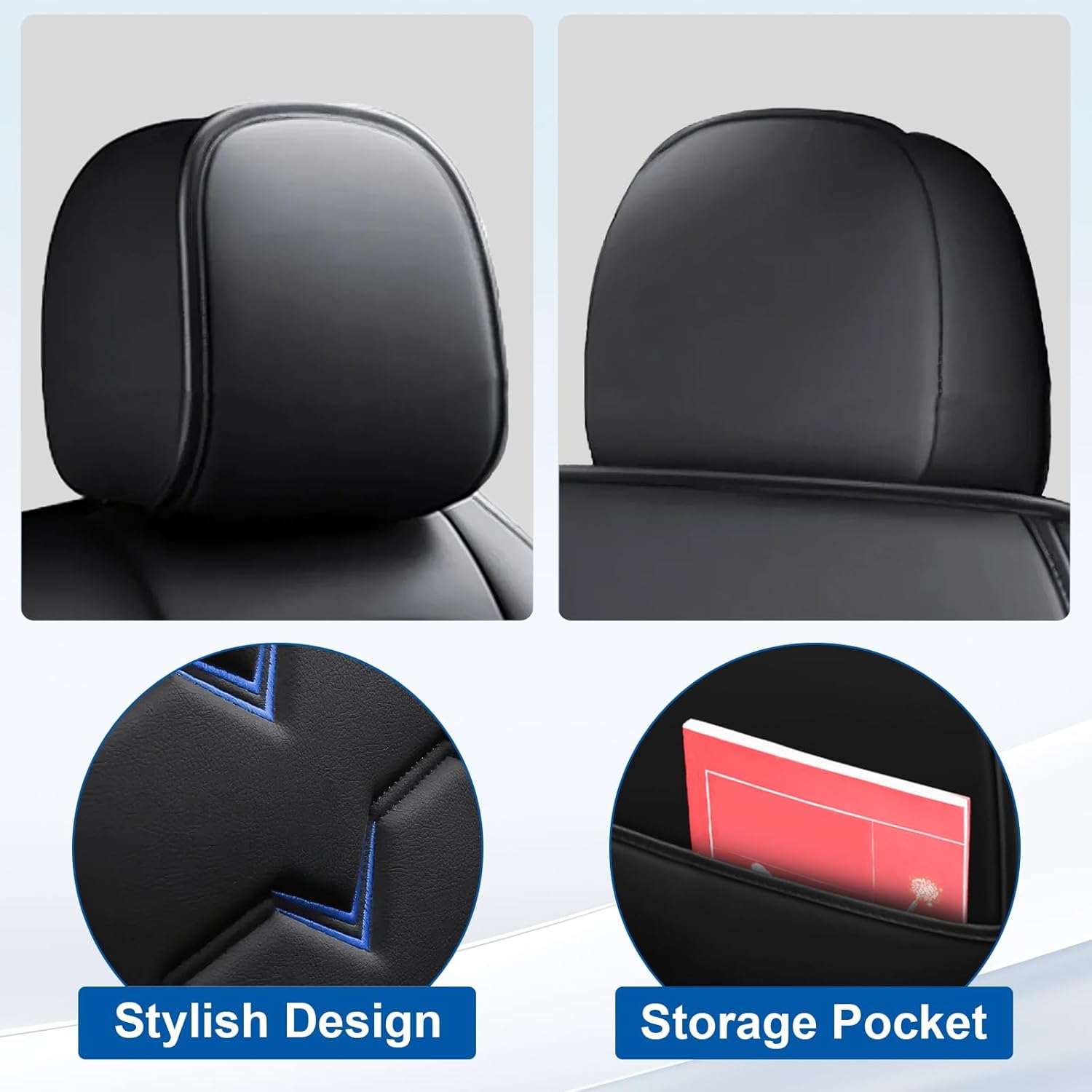 PU Leather Car Seat Covers Compatible with Chevy Trax 2022–2025, Custom Fit 5 Seat Cover Set for Front and Rear Seats, Non-Slip Seat Protectors Cushion, Trax Interior Accessories, Black Blue