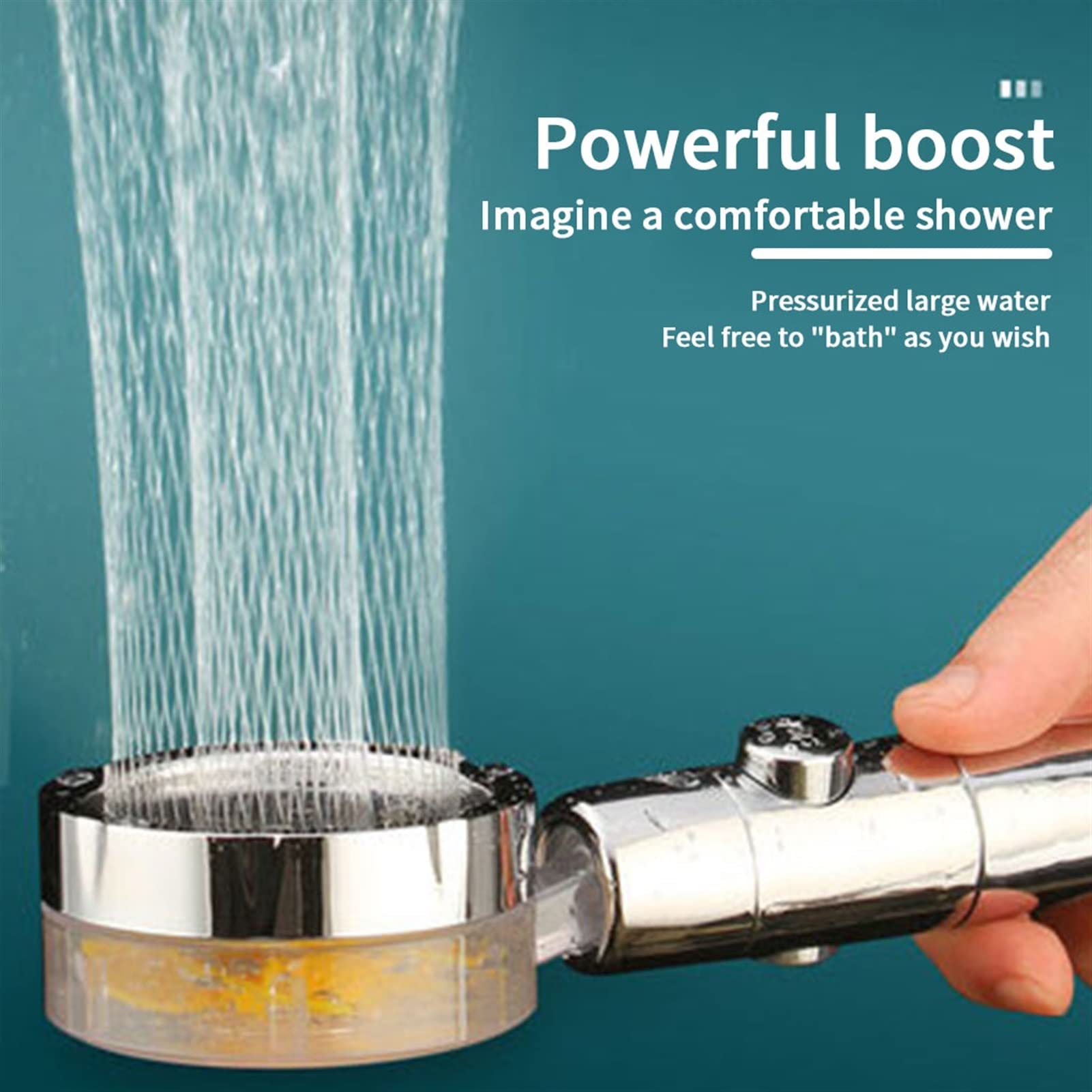Turbo-Duschkopf, Hochdruckfilter für Wasserdusche, unter Druck stehender Badezimmer-Duschkopf, eine Taste zum Stoppen des Wassers, SPA-Düsen-Duschköpfe