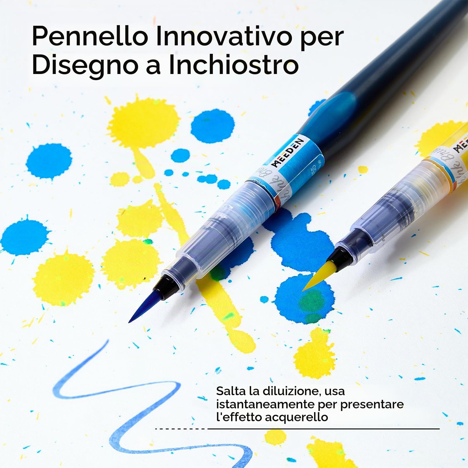 MEEDEN Pennelli con inchiostro liquido ad acquerello: 24 colori vivaci + 12 colori perlati a base di acquerelli, set di pennelli creativi regalo per artisti professionisti della calligrafia pittura