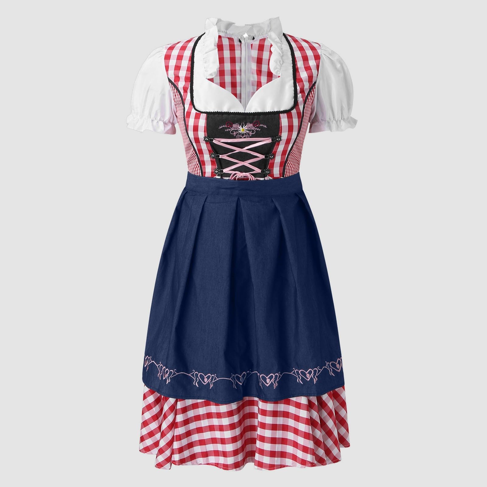 Halloween & Karneval Dirndl Set Damen ärmeliges Kleid Bluse Schürze für Kostümveranstaltungen Bierfestbesuche traditionelles Kleid