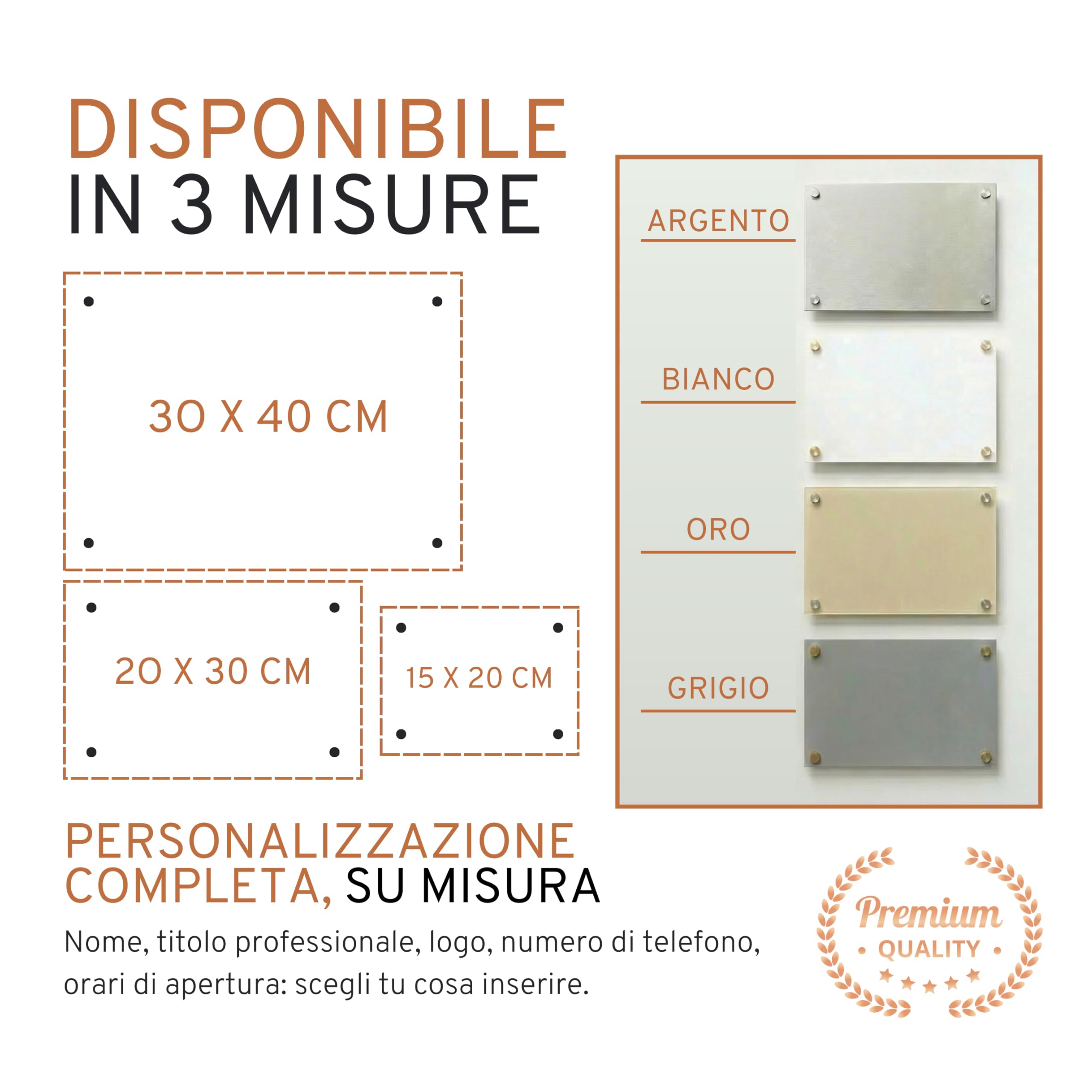 Targa Personalizzata per Case Vacanze, B&B e Studi – in Alluminio con Stampa UV – Biadesivo o Fissaggio a Muro – Resistente per Interno ed Esterno (Argento Satinato, 30x40cm)
