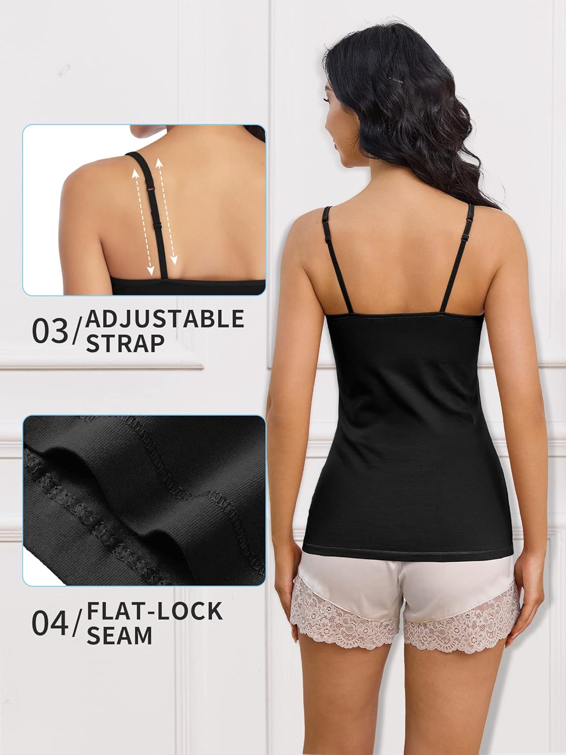 ATTRACO Women's Cotton Camisole Shelf Bra Spaghetti Straps Tank Top - Image 3