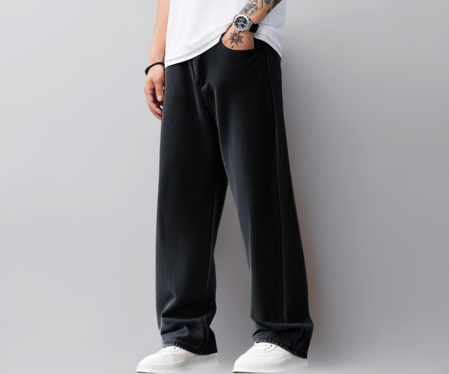 Buy XEE Men's Mid Rise Black Denim Cotton Oversized Loose Baggy