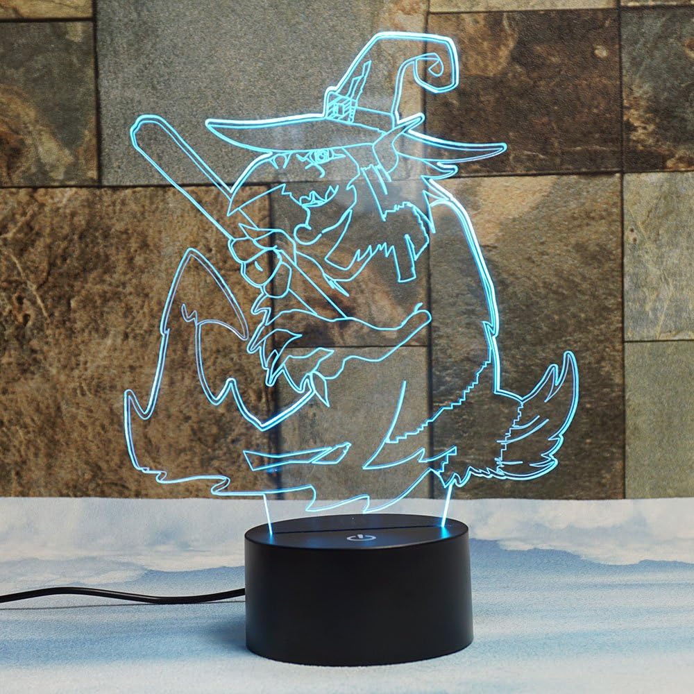Evil Witch 3D Night Light Touch Table Desk Lamp, MONICA 7 Colors 3D