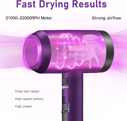 Miniatura 6 de Secador de pelo iónico portátil ligero difusor secador de pelo con 2 accesorios uso para cabello rizado ondulado alisado secado rápido opción ideal