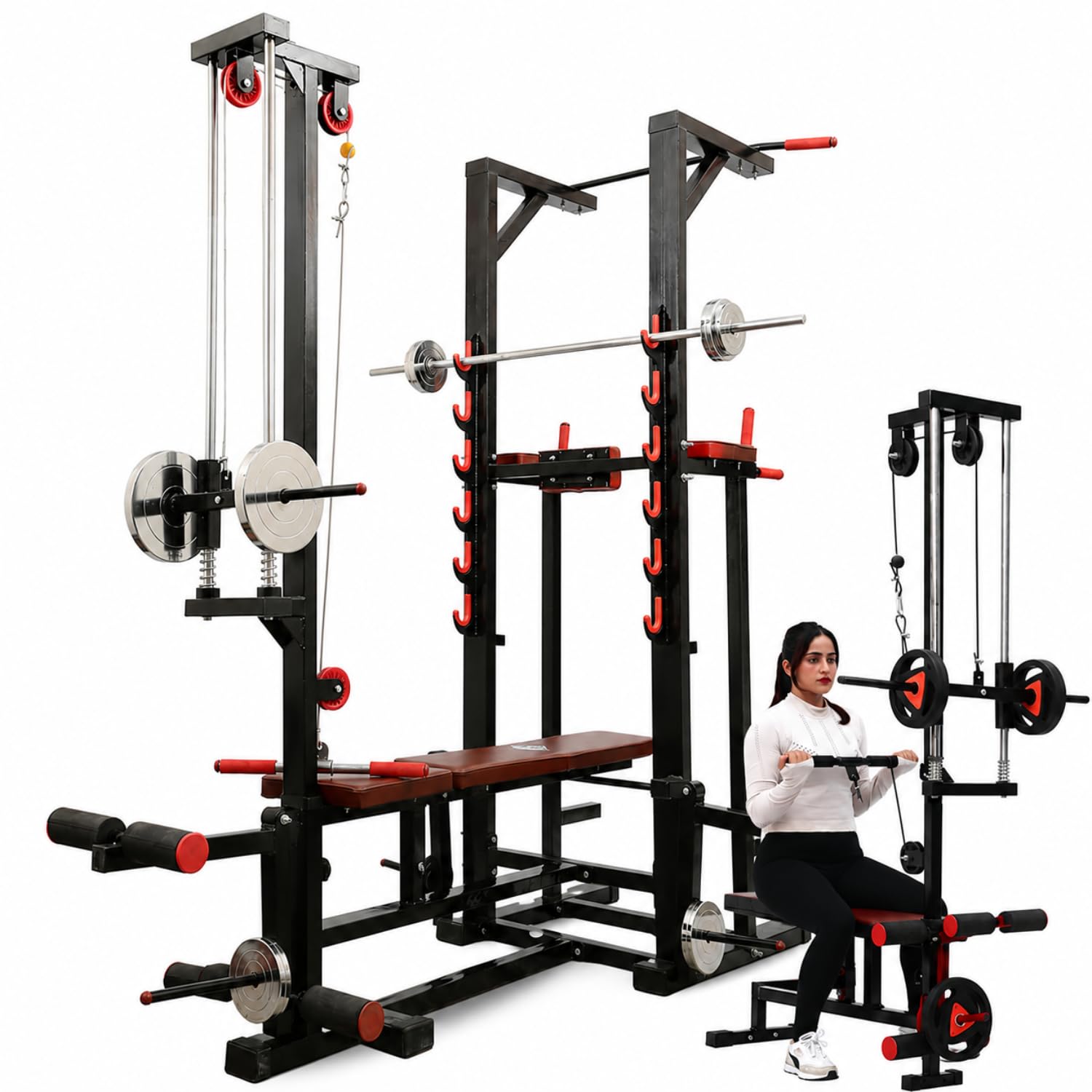 ABS Tower Pro Max 20-in-1 Multifunction Home Gym Workout Bench with LAT Pulldown, J-Hooks, Dip Station & Pull Up Bar, Heavy Duty Full Body Home Gym Setup, 500KG Loading Capacity-image-43