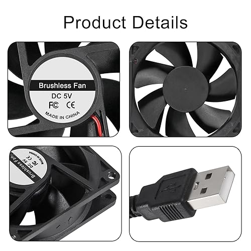 Miniatura 5 de 4 unids 8025 Ventilador de enfriamiento 3.150x3.150x0.984 in DC 12V Cooler Ventilador sin escobillas Ventilador 3.150 in XH2.54 2Pin para DIY PC