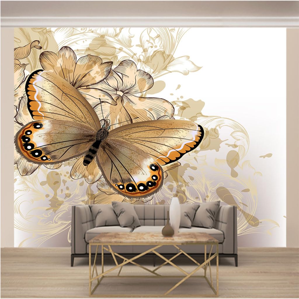 Papier peint panoramique trompe l'oeil 3d de haute qualité papillon