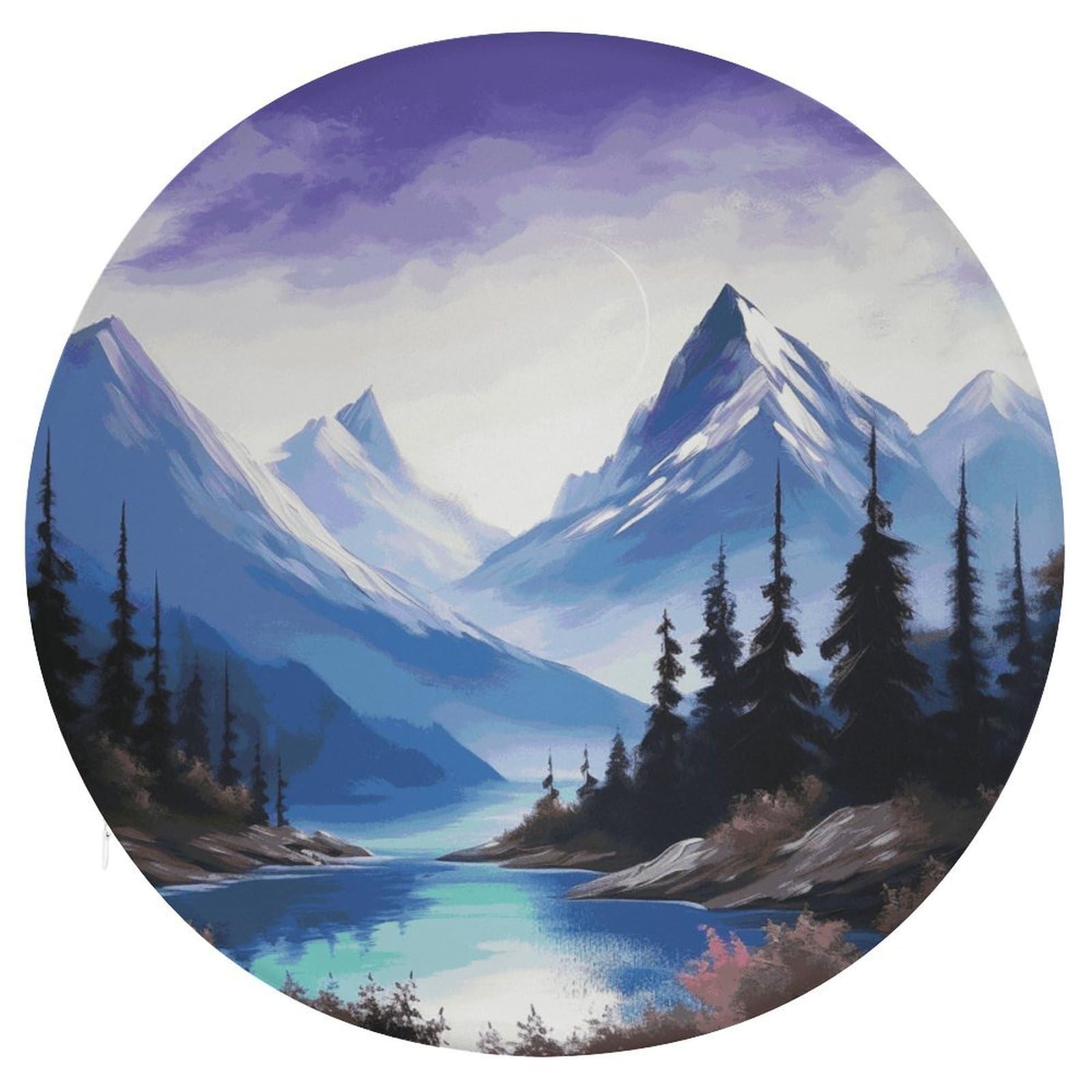 Wsoihfec Style Mountains Painting Seat Cushion Round Chair Pad