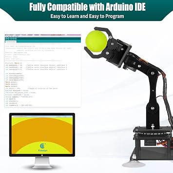5-dof الروبوتية الذراع كيت متوافق مع اردوينو Ide، Stem روبوت بناء كيت للبرمجة Diy الترميز Stem التعليمية 5 محور روبوت الذراع مع Oled عرض معالجة التعليمات البرمجية والبرامج التعليمية