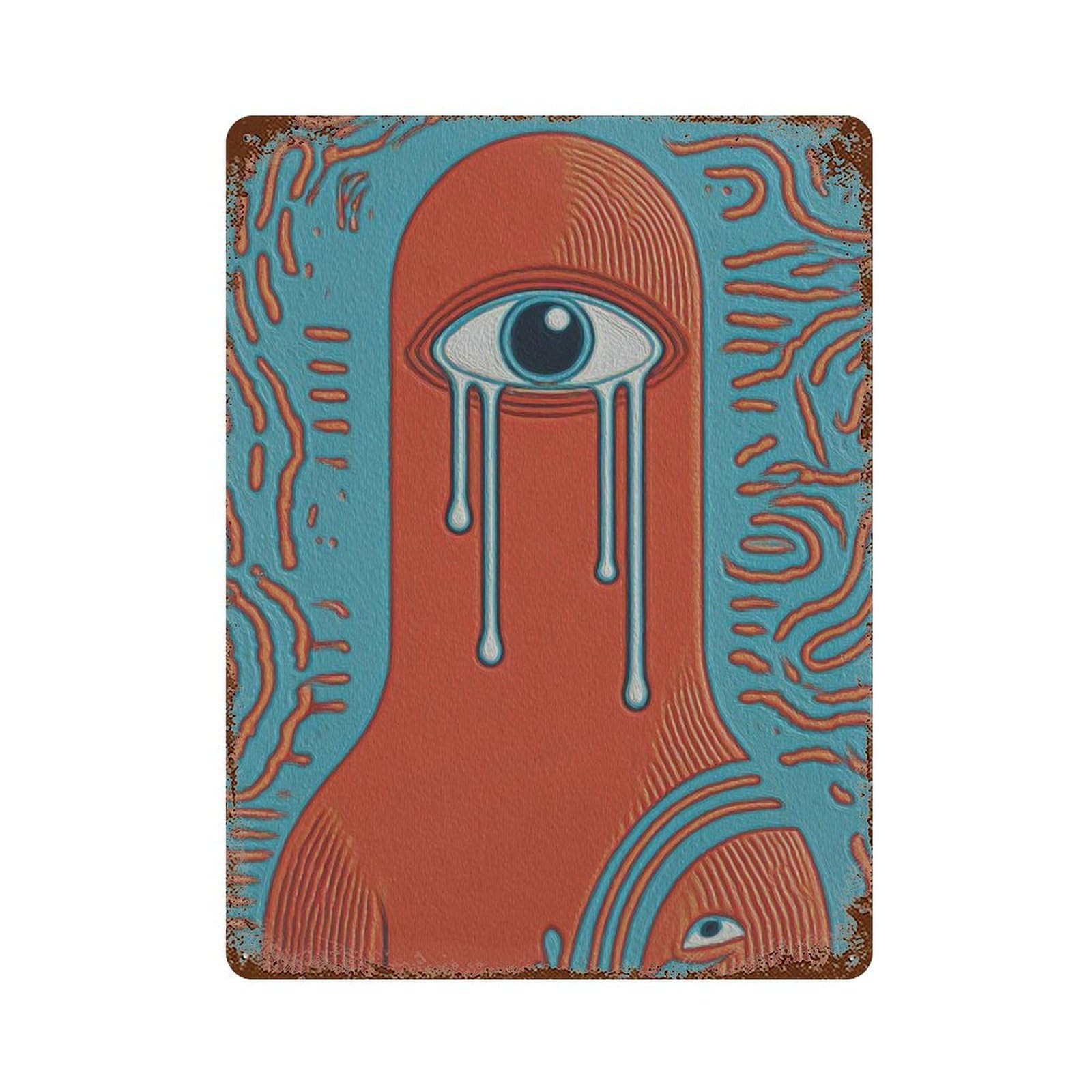xiaoxiaoshen Psychedelic Surreal Abstract Eye Modern Trippy Line Living Room And Creative Spa Wall Decor Art Metal Tin Poster Modern Home Decor Art Home Bar Shop Decorations Vintage Sign 40x30cm