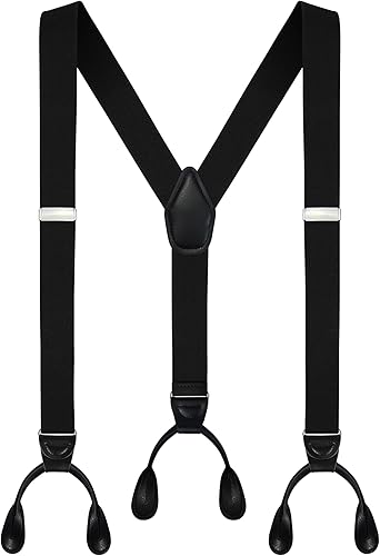 Moulen Tirantes ajustables elásticos con cierre de botón de 1.4 pulgadas de ancho y espalda en Y para hombre