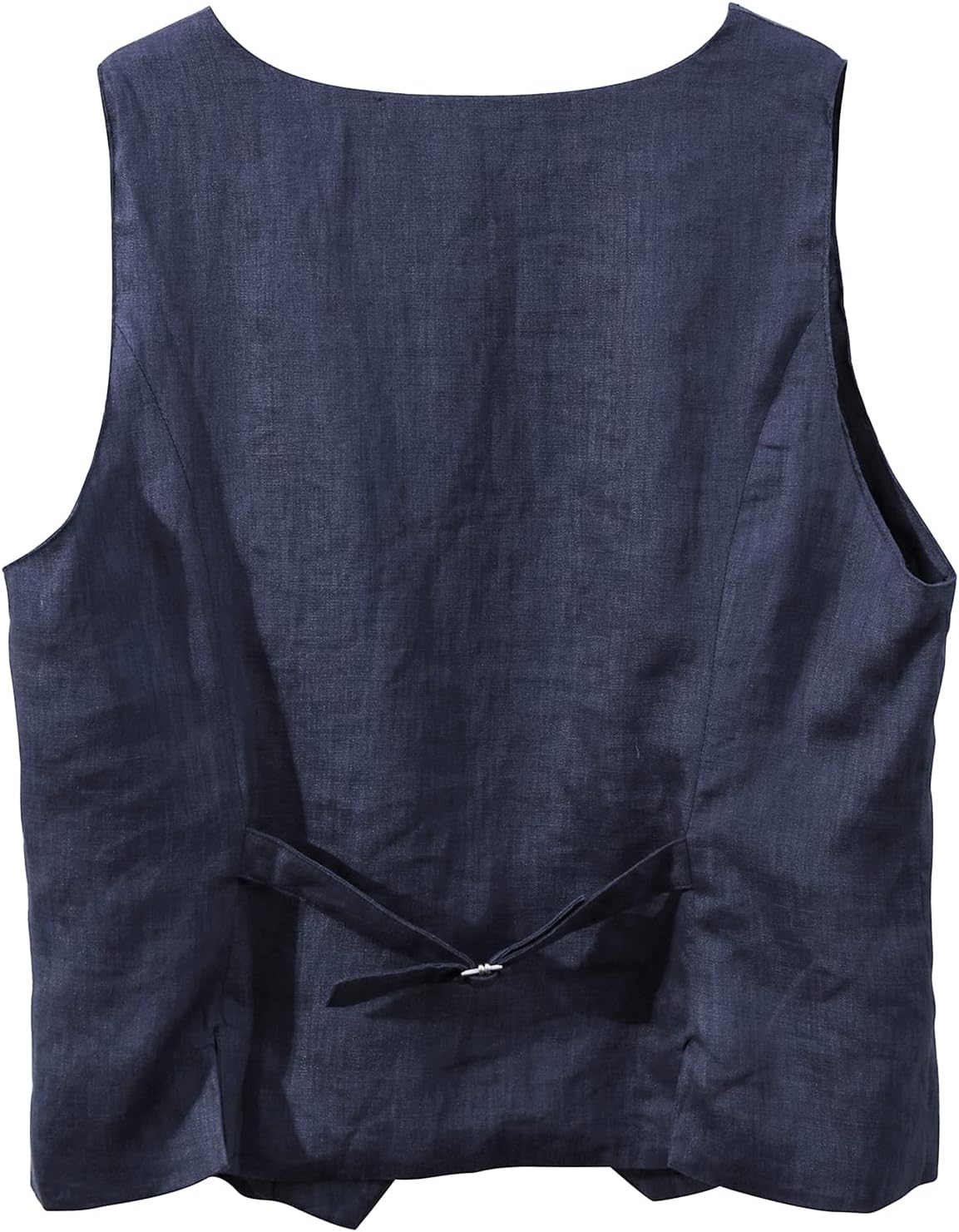 Amazhiyu Womens Pure Linen Sleeveless Button Down Crop Top V Neck Waistcoat Vest - Image 2