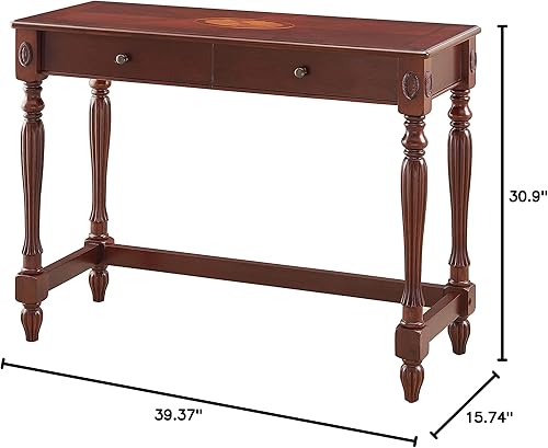 Miniatura 2 de LEEMTORIG SSZ-1533-WD - Escritorio de escritura vintage de madera maciza con 2 cajones, mesa de escritura de madera de cerezo de 39.4 pulgadas de