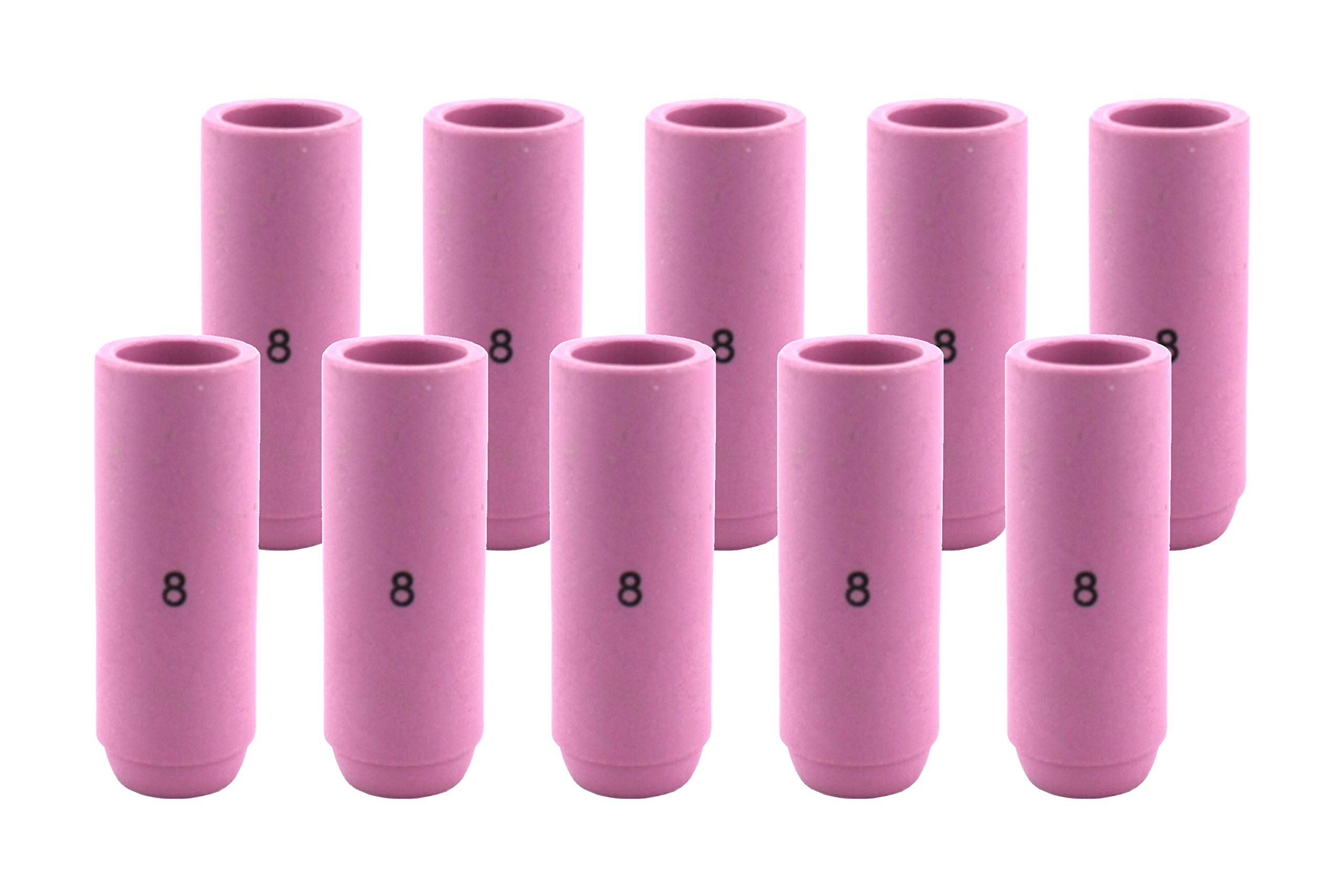 SÜA - Alumina Nozzle Cups for TIG Welding Torches Series 17/18/26 with Standard Set-Up - Model: 10N46 - #8 (1/2") - (10 PACK)