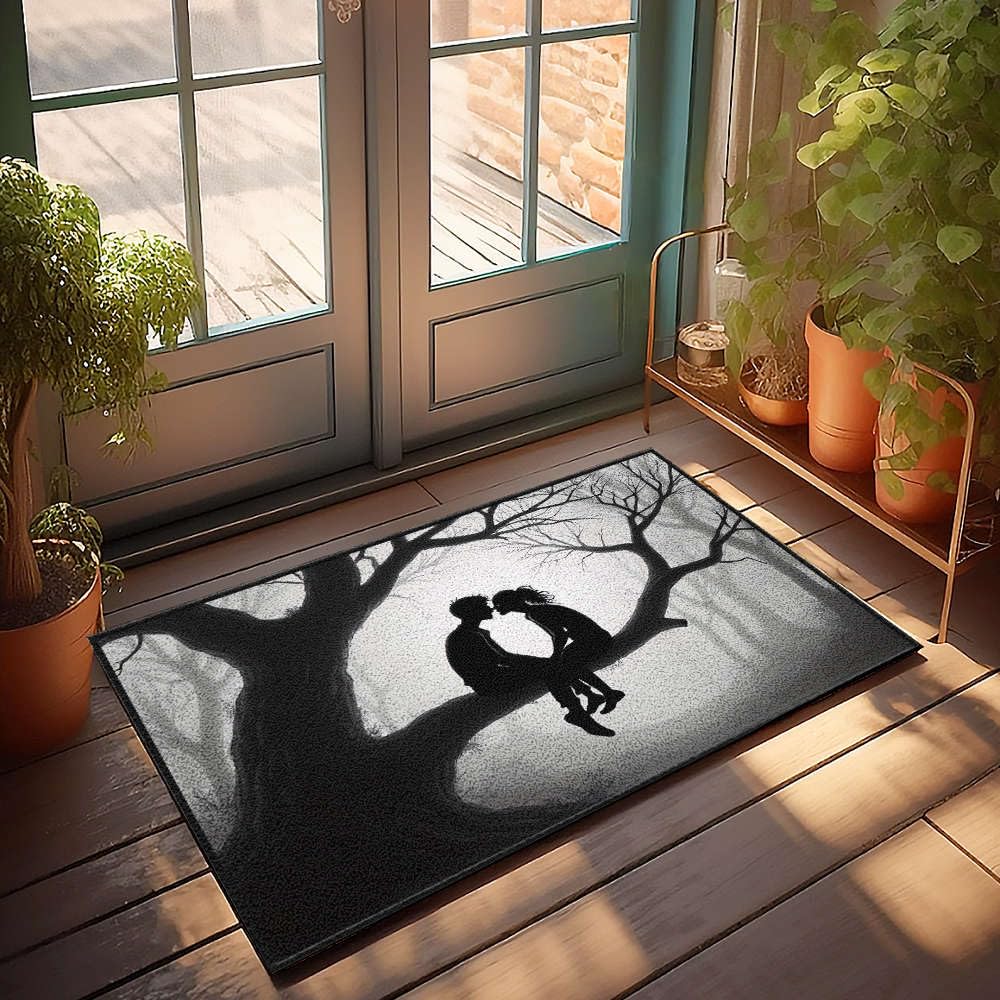 Tapis de bienvenue forêt brumeuse déco romantique pour paillasson salle de jeux