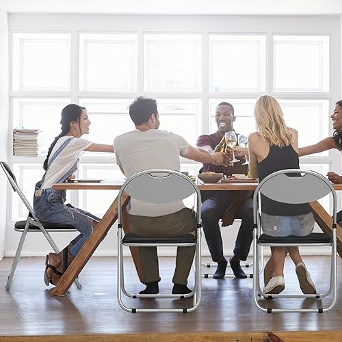 Miniatura 2 de OFFICEJOY Paquete de 6 sillas plegables, sillas plegables con asientos y respaldo acolchados, asa de transporte, asiento comercial portátil, sillas