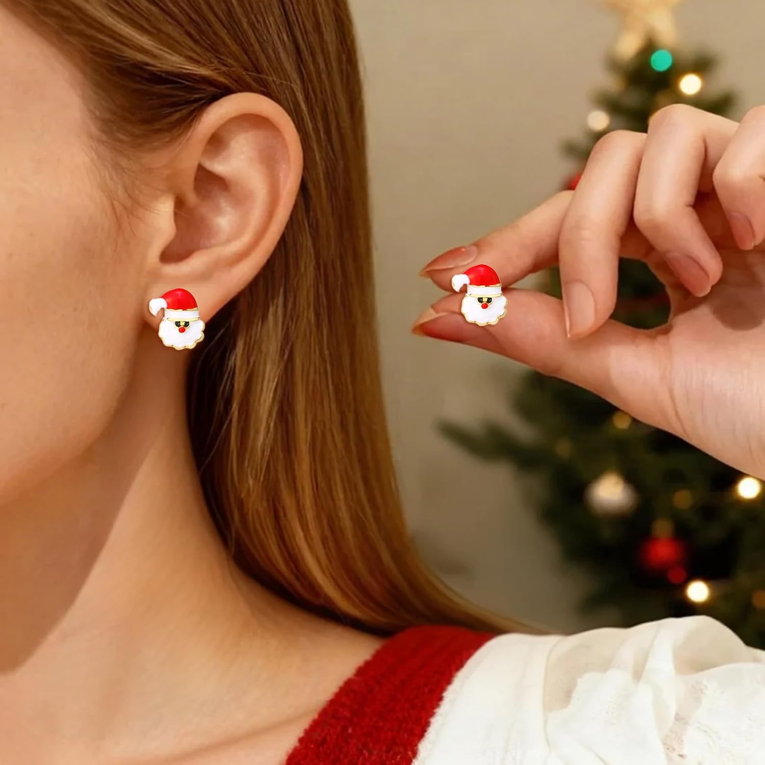 Christmas Earrings for Women Multiple Styles Tree Gingerbread Snowflake Candy Cane Dangle Stud Earrings Xmas Holiday Christmas Jewelry Gifts Stocking Stuffers - Image 3