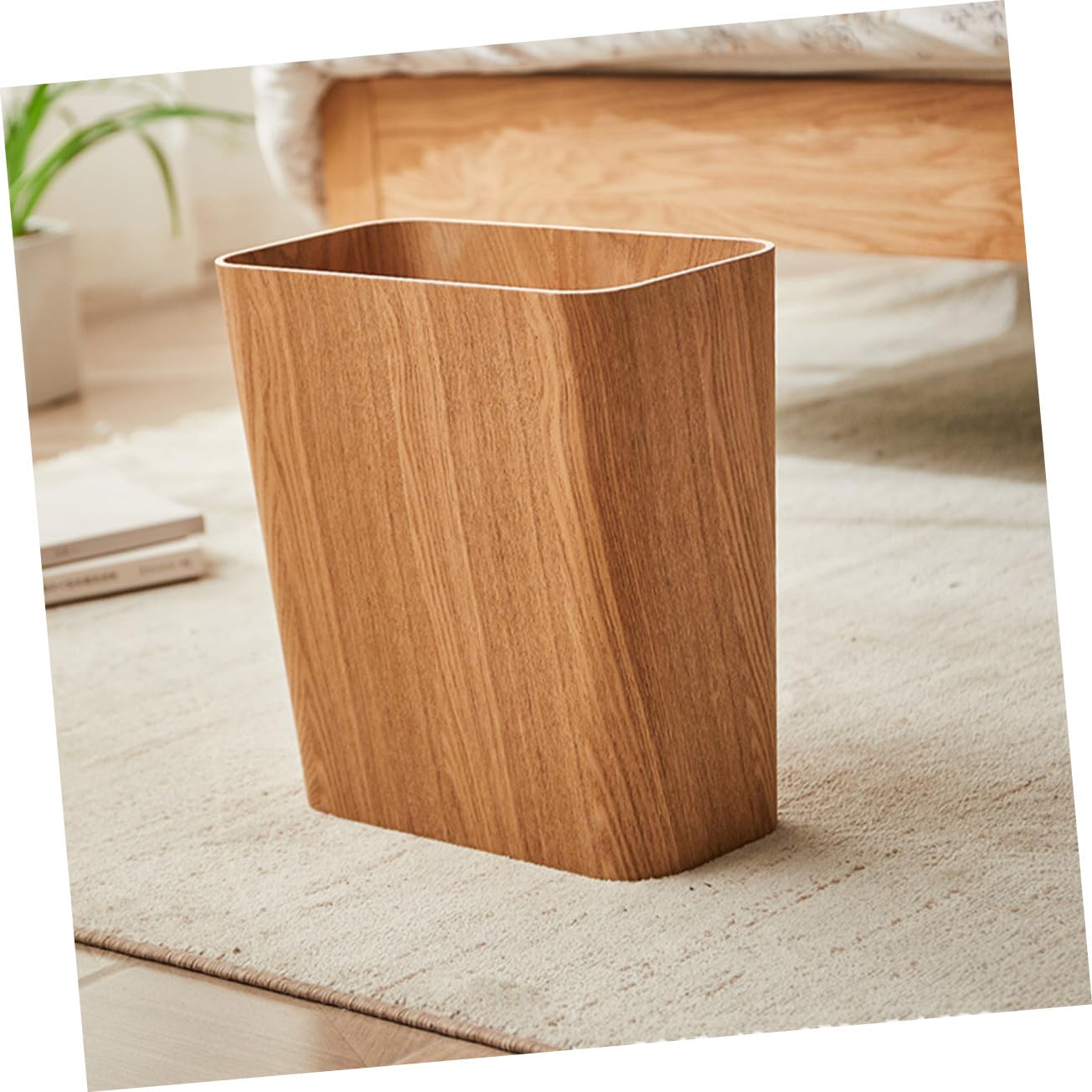 TOYANDONA Moderner Papierkorb Schmal und Tragbar Stilvoll für Schlafzimmer Wohnzimmer und Büro Praktisch und Sicher Khaki
