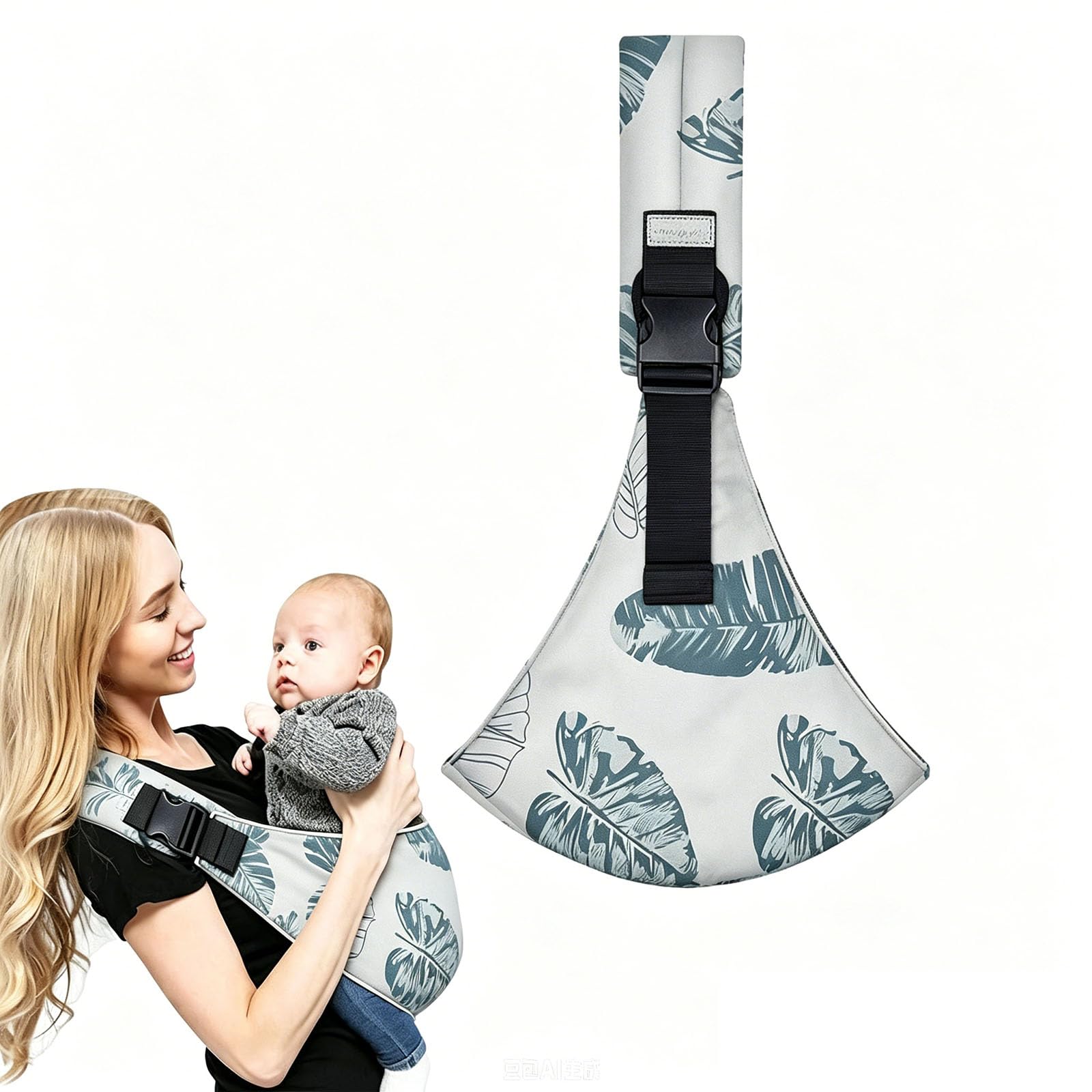 Baby Carrier for 0 to 3 Year Baby, Adjustable Front Facing Baby Carrier, Ergonomic Support for Daily Walks and Travel, Comfortable Baby Sling Carrier for Active Parents, Black (White-Green)-image-21