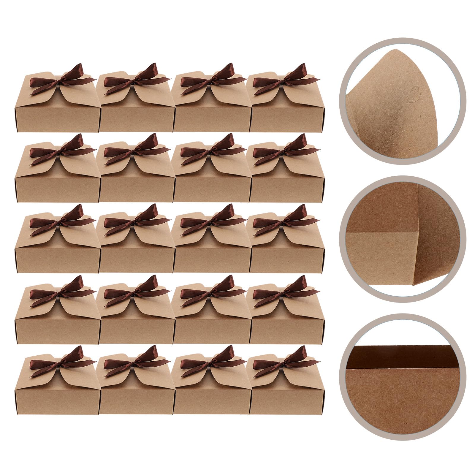 Scatole per Confezioni in Carta Kraft 20 Pezzi Scatoline Quadrate Marroni Leggere Cordino per Biscotti Dolcetti Caramelle Feste Matrimoni Compleanni