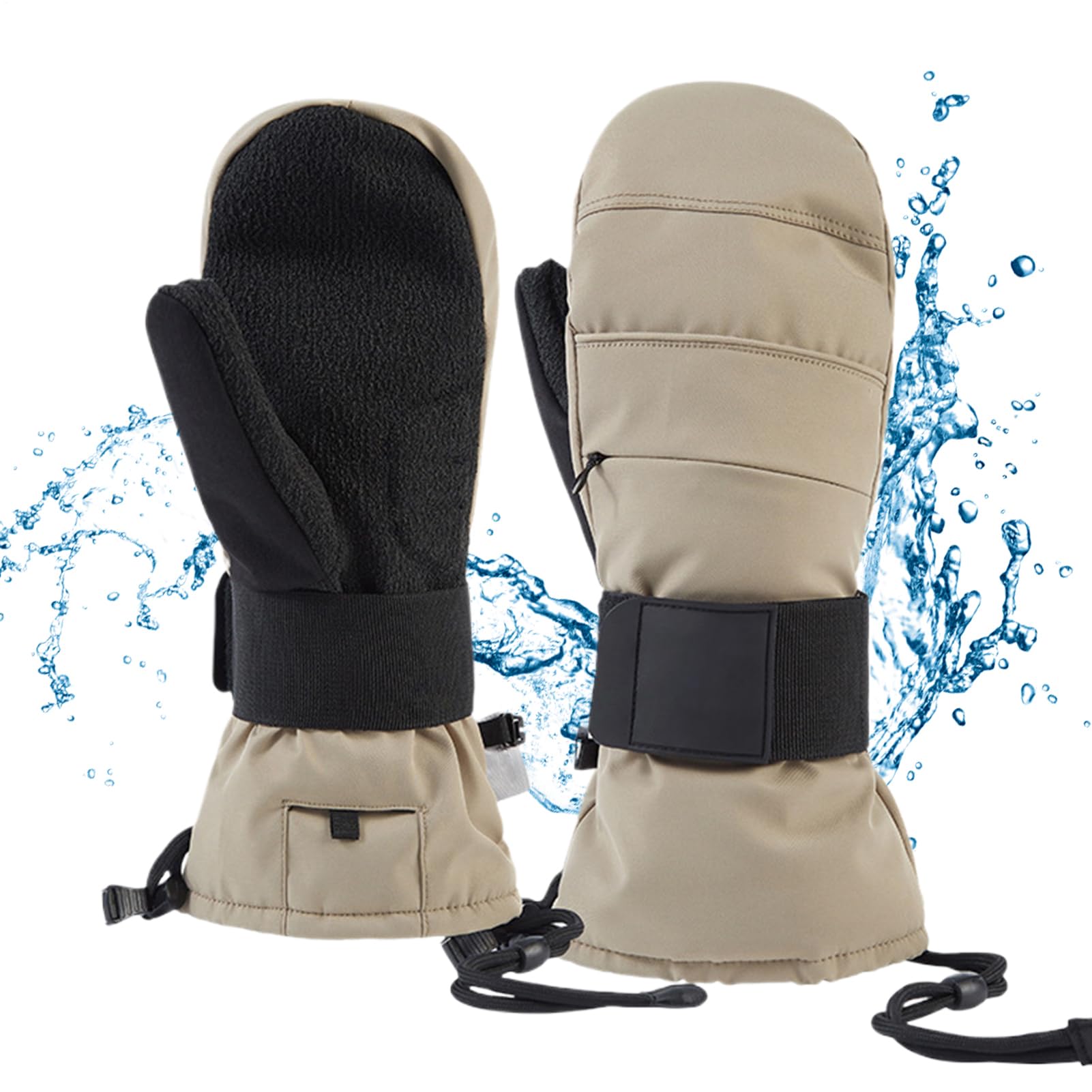 Guantes de invierno: guantes térmicos para pantalla táctil, con protección de muñeca, guantes de equitación con forro polar, para hombre, motocicleta, esquí, nieve, ciclismo, snowboard