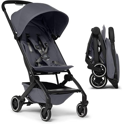 Joolz AER+ Lightweight & Compact Travel Stroller - Portable One-Hand Fold Design - Ergonomic Seat for Infant & Toddler (up to 50 lb) - XXL Sun Hood - Stroller for Airplane -Travel Pouch - Stone Grey
