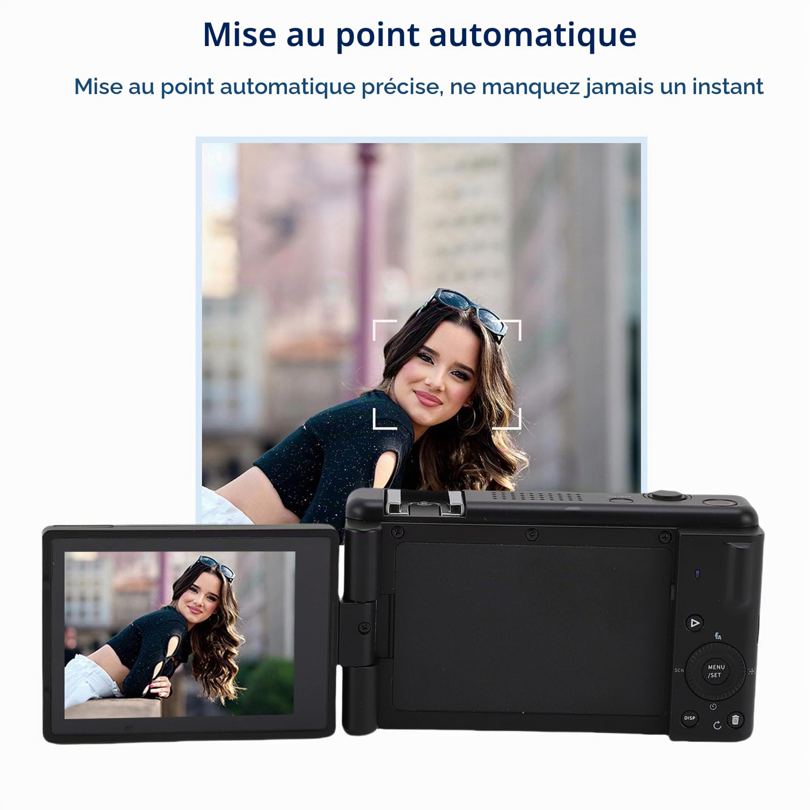 Appareil Photo Numérique 5K 30FPS 80MP avec WiFi, 18X Zoom Autofocus HD Caméra Vlogging avec Écran de 2,8 Pouces Rabattable à 180 Degrés, Gyroscope 5 Axes Anti Tremblement (Noir)