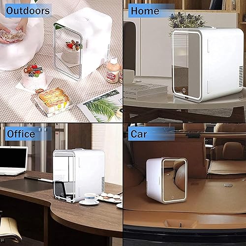 Miniatura 7 de ROLTIN Mini refrigerador para automóvil, con espejo LED, refrigerador de dormitorio de capacidad de 8 L, frío o calor, CA 220 V, refrigerador de