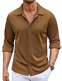Men's Long Sleeve Button Down Wrinkle Free Shirt Casual Untucked Stretch Dress Shirts