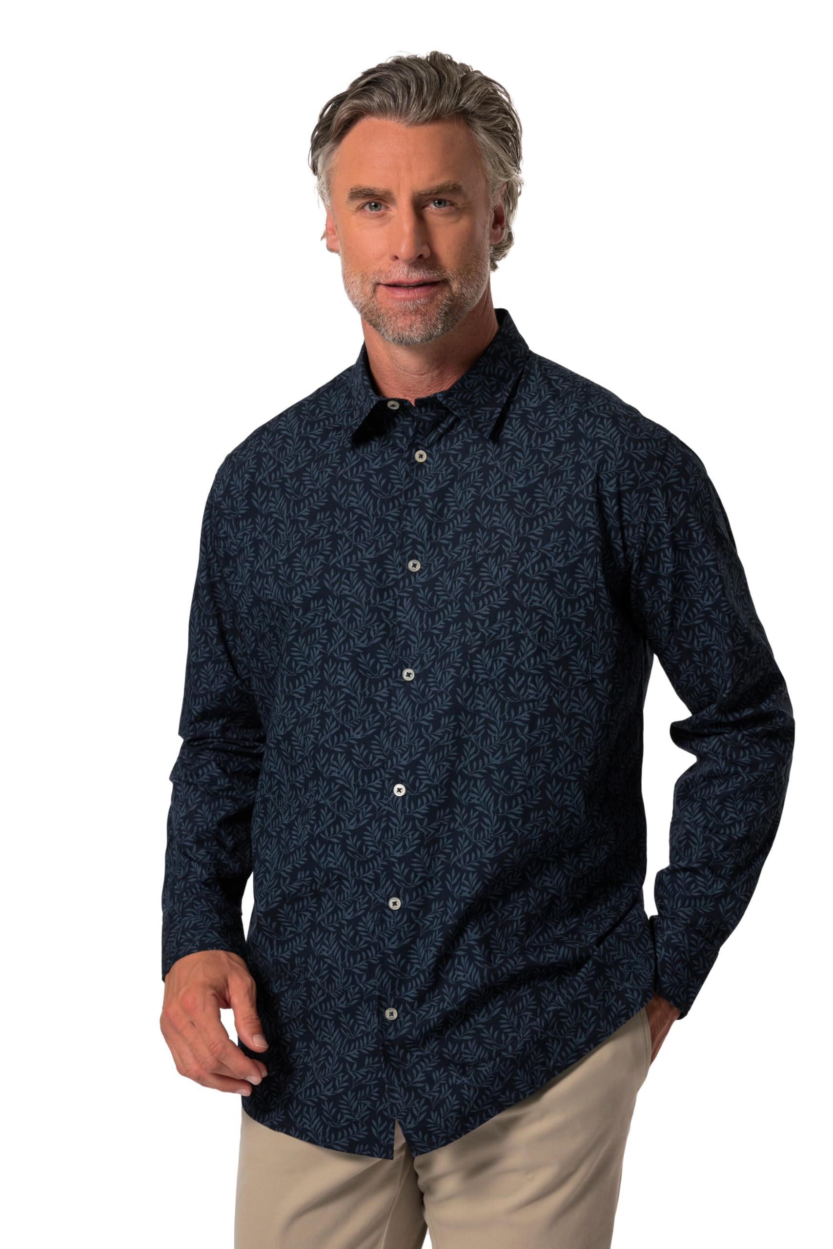 Boston Park Herren große Größen Übergrößen Menswear L-8XL Hemd, Langarm, Kentkragen, floraler Print, Comfort Fit 832827