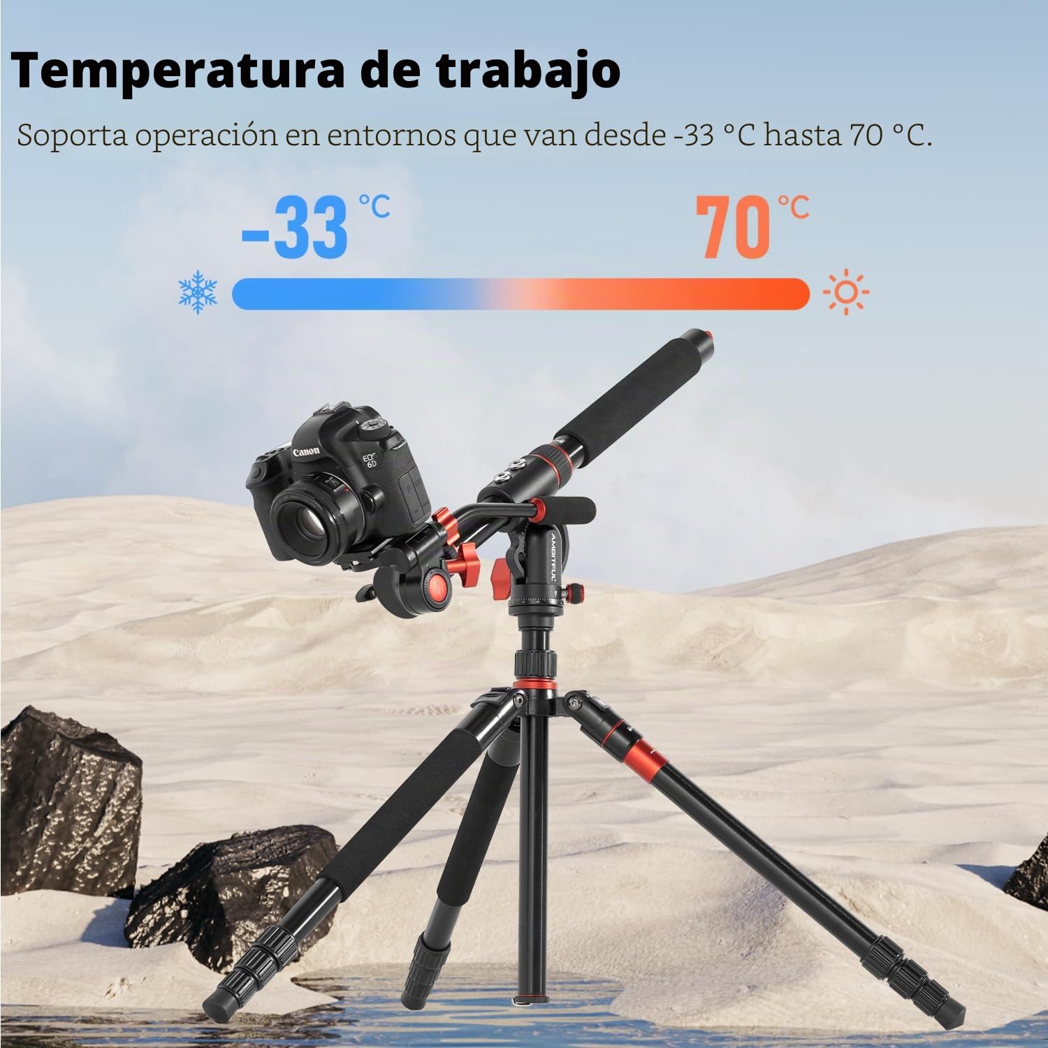 AMBITFUL Brazo de extensión de trípode de 42 Pulgadas, Aluminio, Retractable, Brazo de Tripod, Brazo Giratorio para fotografía de sobrecarga, Disparo multiángulo, Carga máxima de 10 kg