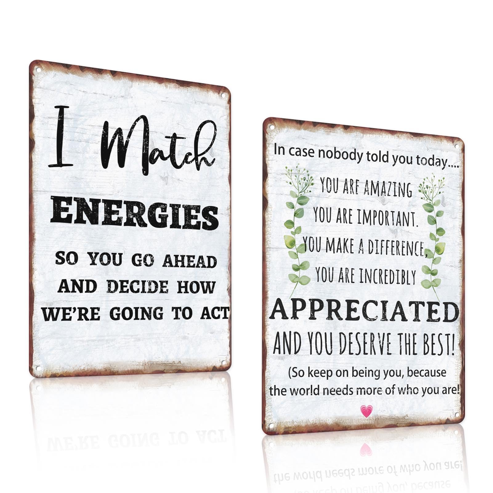 Funny Office Humor Motivational Tin Sign Set, 12x8 Inch