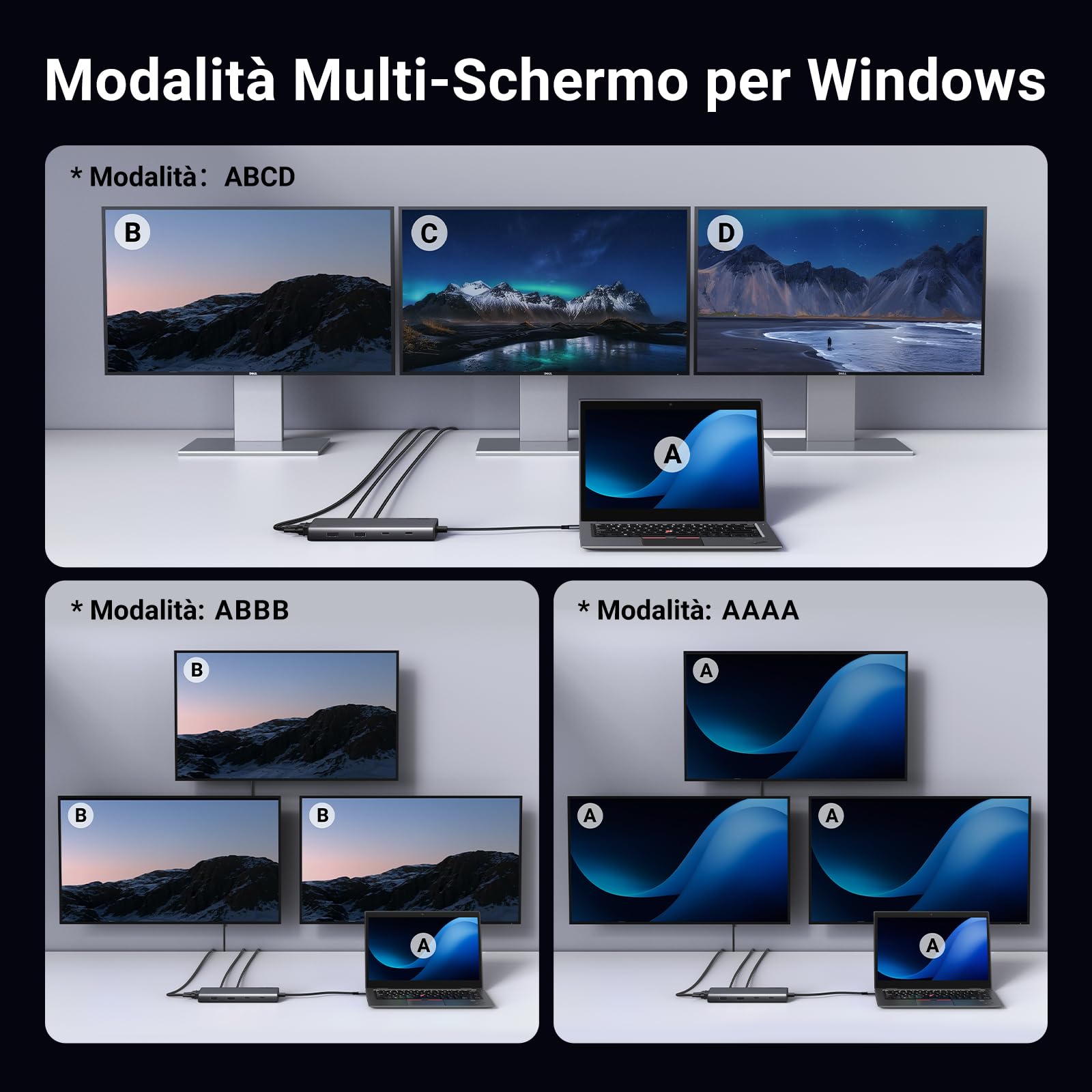 UGREEN Revodok Pro 3081 Docking Station USB C Triplo Schermo 2 HDMI 4K 1 VGA 1080P Hub USB C 10Gbps Adattatore USB C a 2 USB A e 2 USB C 3.2 PD 100W Carica Compatibile con MacBook Pro Air Surface Pro