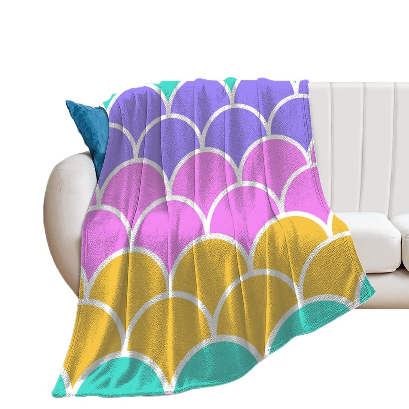 Couverture de lit polaire écailles de couleur plaid canapé salon 100x130